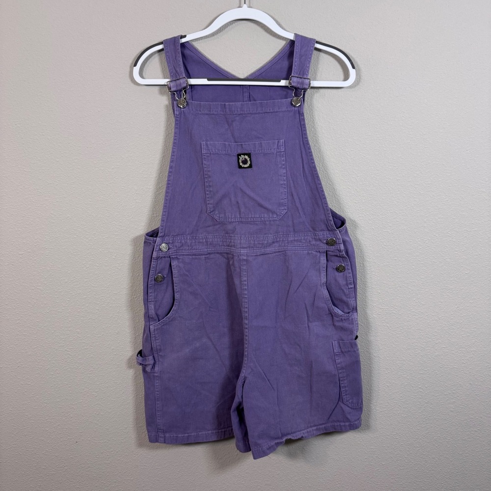 Vintage Garden Gear 90s Purple Cotton Denim Shortalls Overalls Made in USA Med